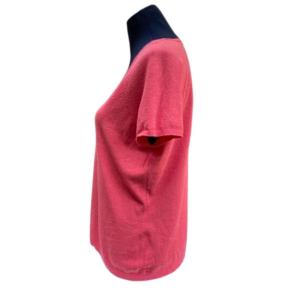 Talbots Womens Size PL Coral Cap Sleeve Sweater V-Neck Knit Top All Season Wear - Picture 3 of 6